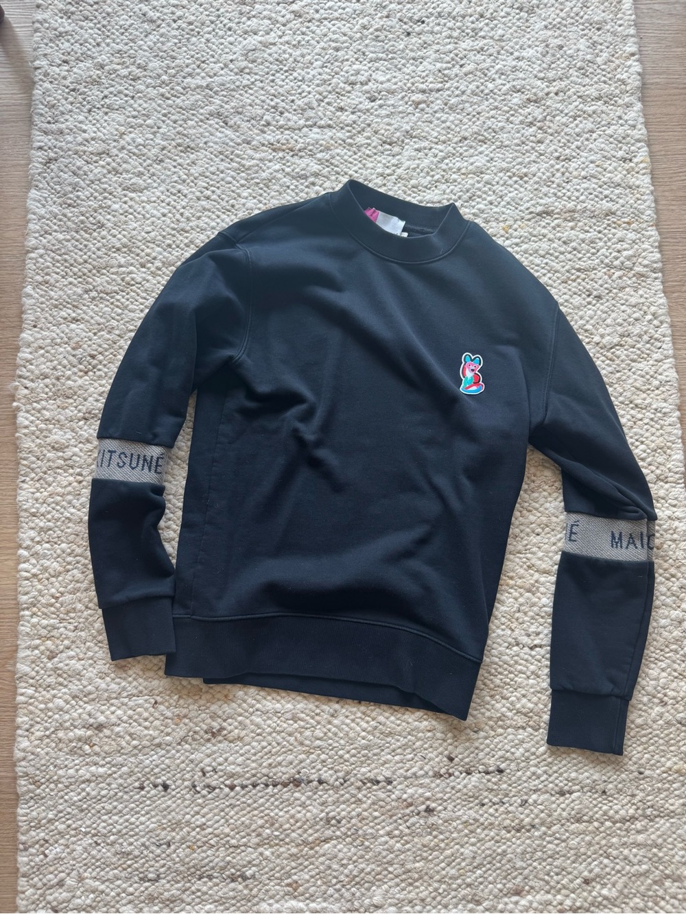 Maison Kitsuné ACIDE Fox Patch Sweatshirt Black Size Small